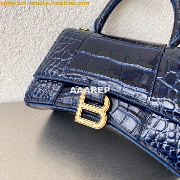 Replica Balenciaga Hourglass Top Handle Bag In Shiny Crocodile Embosse 8