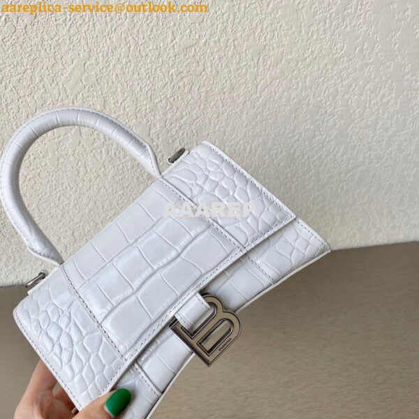 Replica Balenciaga Hourglass Top Handle Bag In Shiny Crocodile Embosse 4