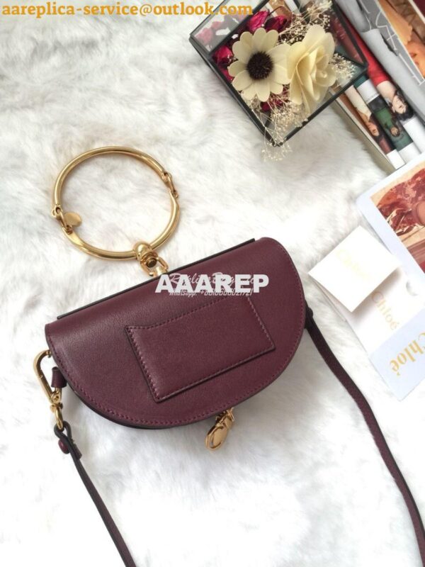 Replica Chloe Small Nile Minaudière in Smooth Calfskin Dark Red 5