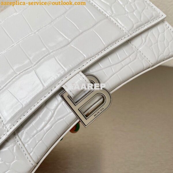 Replica Balenciaga Hourglass Top Handle Bag In Shiny Crocodile Embosse 13