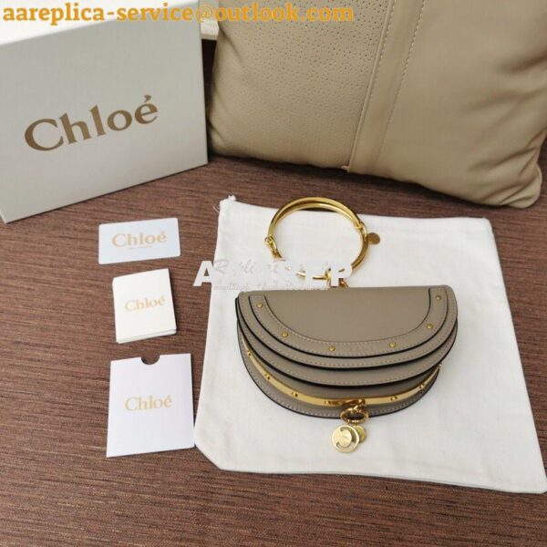 Replica Chloe Small Nile Minaudière in Smooth Calfskin Grey 4