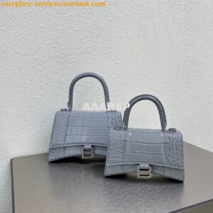 Replica Balenciaga Hourglass Top Handle Bag In Shiny Crocodile Embosse