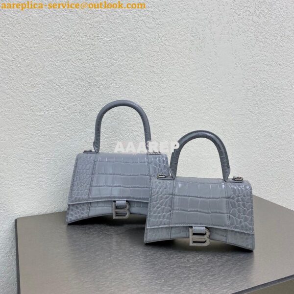 Replica Balenciaga Hourglass Top Handle Bag In Shiny Crocodile Embosse 3