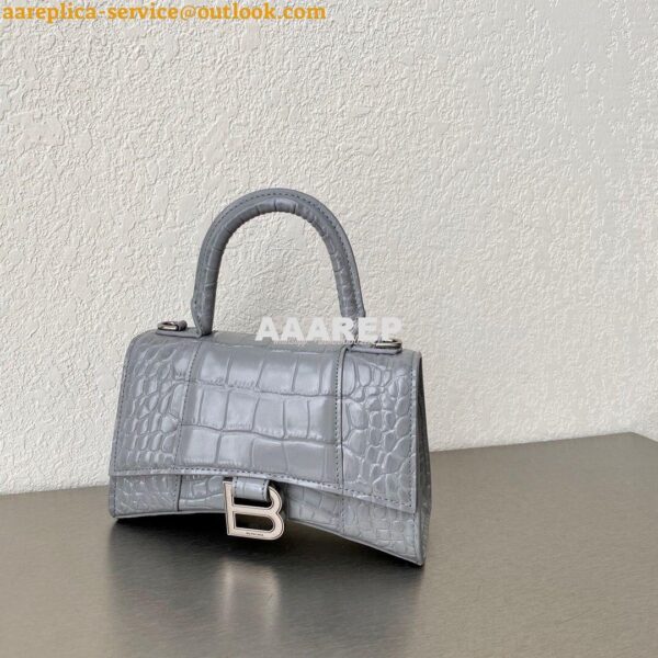 Replica Balenciaga Hourglass Top Handle Bag In Shiny Crocodile Embosse 4