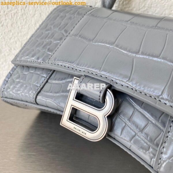 Replica Balenciaga Hourglass Top Handle Bag In Shiny Crocodile Embosse 6