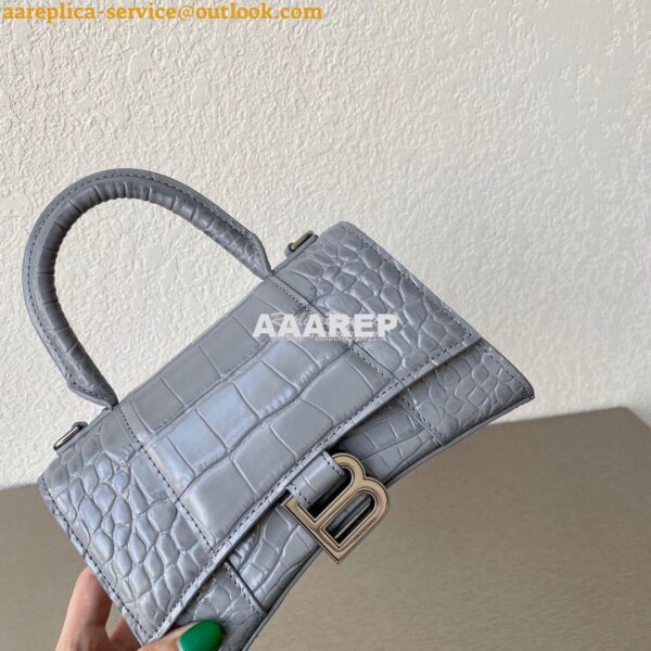 Replica Balenciaga Hourglass Top Handle Bag In Shiny Crocodile Embosse 8