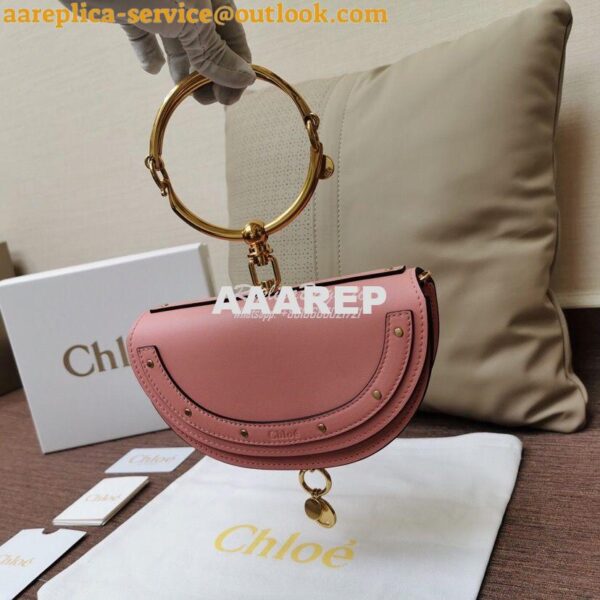 Replica Chloe Small Nile Minaudière in Smooth Calfskin Pink 3