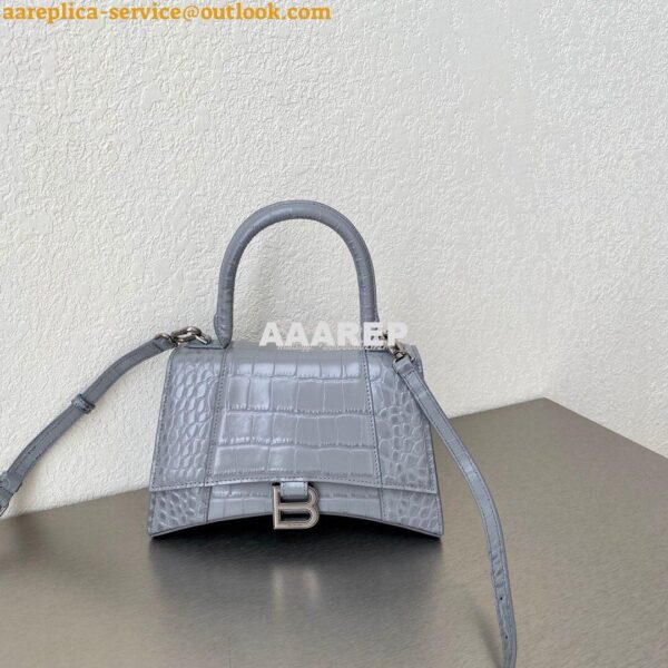 Replica Balenciaga Hourglass Top Handle Bag In Shiny Crocodile Embosse 12