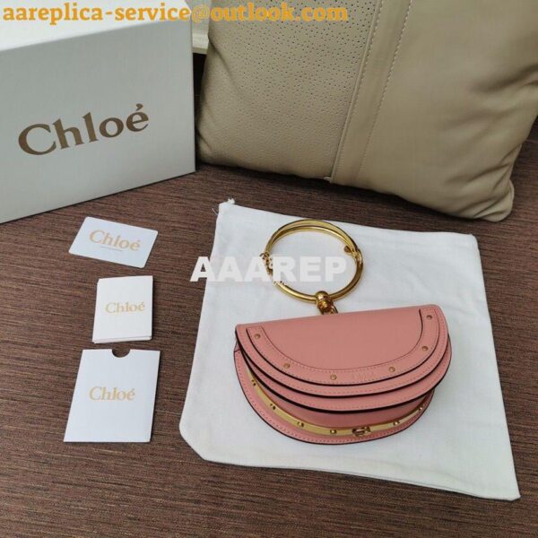 Replica Chloe Small Nile Minaudière in Smooth Calfskin Pink 3