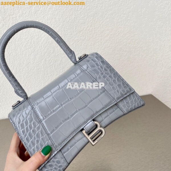 Replica Balenciaga Hourglass Top Handle Bag In Shiny Crocodile Embosse 14