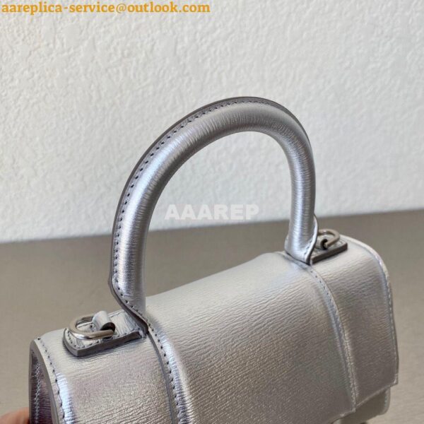 Replica Balenciaga Hourglass Top Handle Bag In Silver Varnished Metall 6