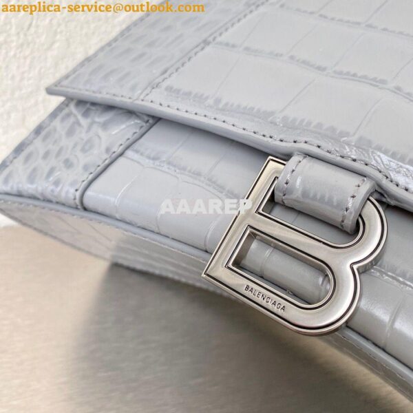 Replica Balenciaga Hourglass Top Handle Bag In Shiny Crocodile Embosse 15