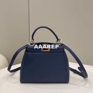 Replica Fendi 8BN335 Peekaboo ISeeU Small Navy blue leather bag 2113s 2