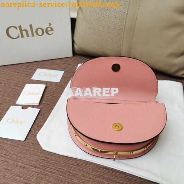 Replica Chloe Small Nile Minaudière in Smooth Calfskin Pink 7