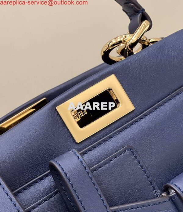 Replica Fendi 8BN335 Peekaboo ISeeU Small Navy blue leather bag 2113s 10