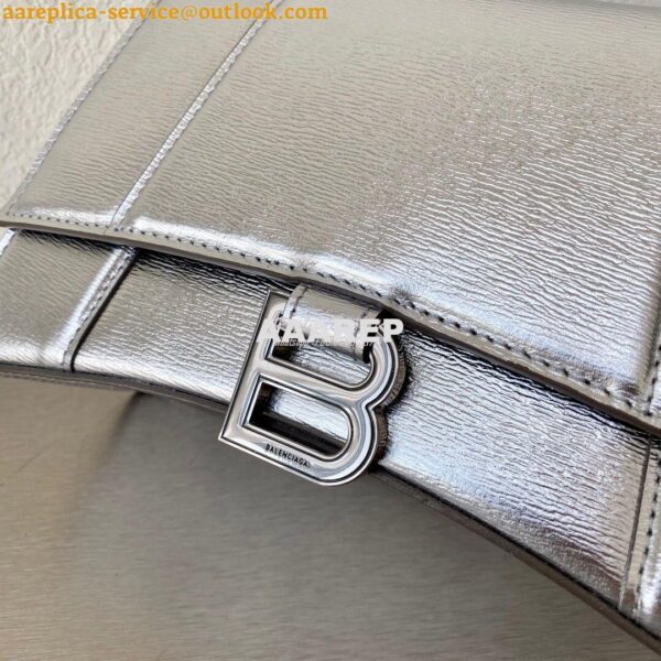 Replica Balenciaga Hourglass Top Handle Bag In Silver Varnished Metall 12