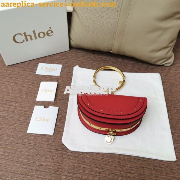 Replica Chloe Small Nile Minaudière in Smooth Calfskin Red 2