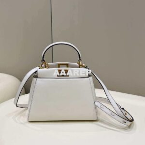 Replica Fendi 8BN335 Peekaboo ISeeU Small White leather bag 2113s