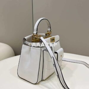 Replica Fendi 8BN335 Peekaboo ISeeU Small White leather bag 2113s 2