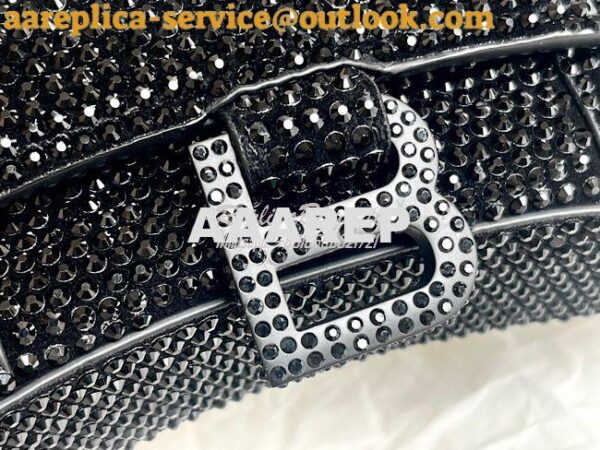 Replica Balenciaga Hourglass Wallet On Chain With Rhinestones In Black 10