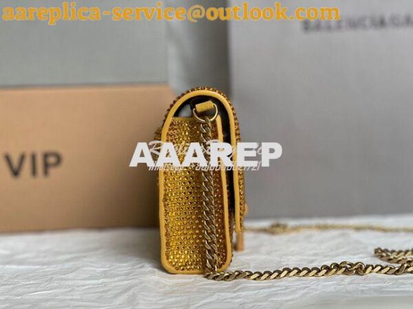 Replica Balenciaga Hourglass Wallet On Chain With Rhinestones In Gold 7