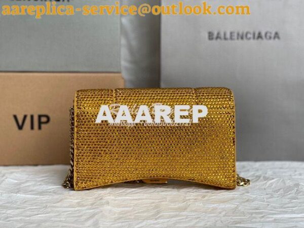 Replica Balenciaga Hourglass Wallet On Chain With Rhinestones In Gold 15