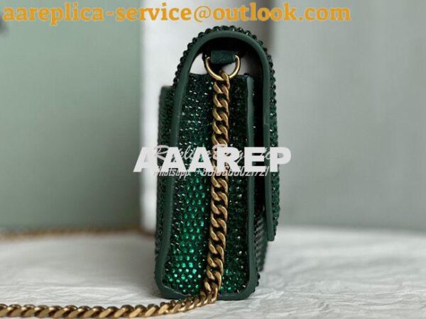 Replica Balenciaga Hourglass Wallet On Chain With Rhinestones In Green 7