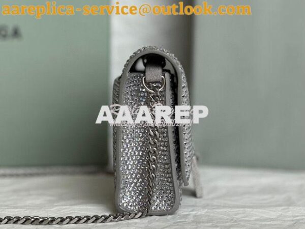 Replica Balenciaga Hourglass Wallet On Chain With Rhinestones In Grey 9