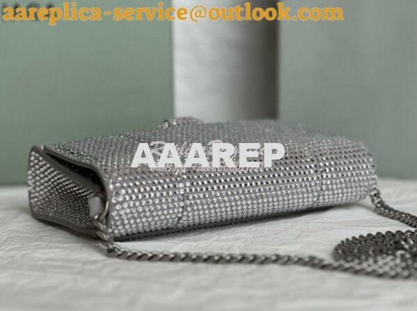 Replica Balenciaga Hourglass Wallet On Chain With Rhinestones In Grey 10