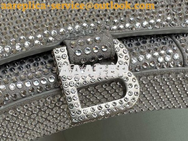 Replica Balenciaga Hourglass Wallet On Chain With Rhinestones In Grey 11