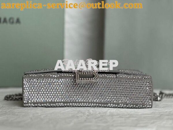 Replica Balenciaga Hourglass Wallet On Chain With Rhinestones In Grey 14