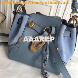 Replica Chloe Small Owen bucket bag in grey blue smooth & suede calfsk 2