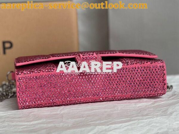 Replica Balenciaga Hourglass Wallet On Chain With Rhinestones In Pink 15