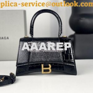 Replica Balenciaga Hourglass XS S Top Handle Handbag In Calfskin Croco