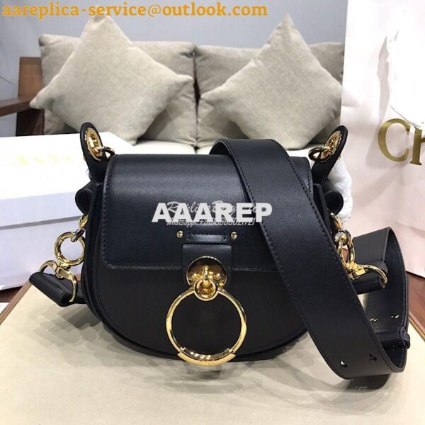 Replica Chloe Tess Bag in Shiny and Suede Leather 3727 Black 3