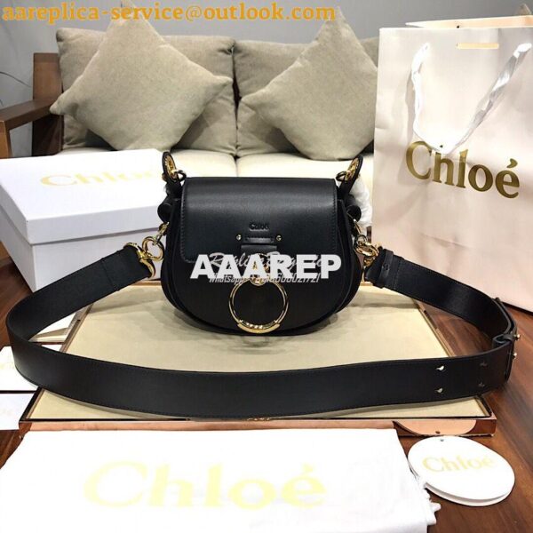 Replica Chloe Tess Bag in Shiny and Suede Leather 3727 Black 4