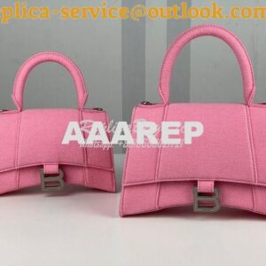 Replica Balenciaga Hourglass XS S Top Handle Handbag In Pink Denim 593