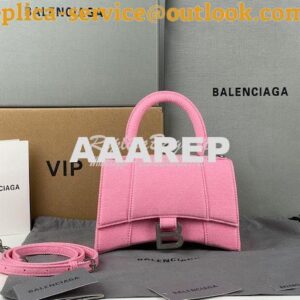 Replica Balenciaga Hourglass XS S Top Handle Handbag In Pink Denim 593 2