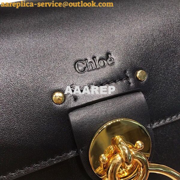 Replica Chloe Tess Bag in Shiny and Suede Leather 3727 Black 10