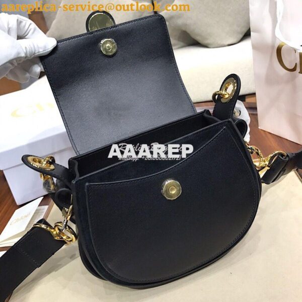 Replica Chloe Tess Bag in Shiny and Suede Leather 3727 Black 13