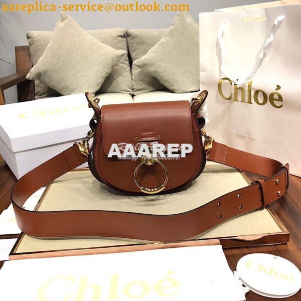 Replica Chloe Tess Bag in Shiny and Suede Leather 3727 Brown 3