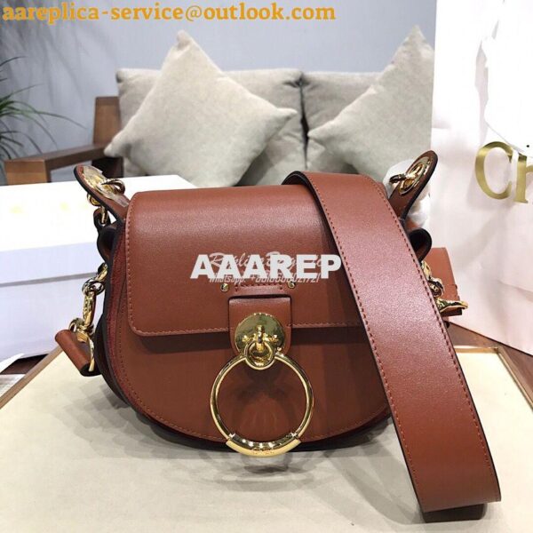 Replica Chloe Tess Bag in Shiny and Suede Leather 3727 Brown 4