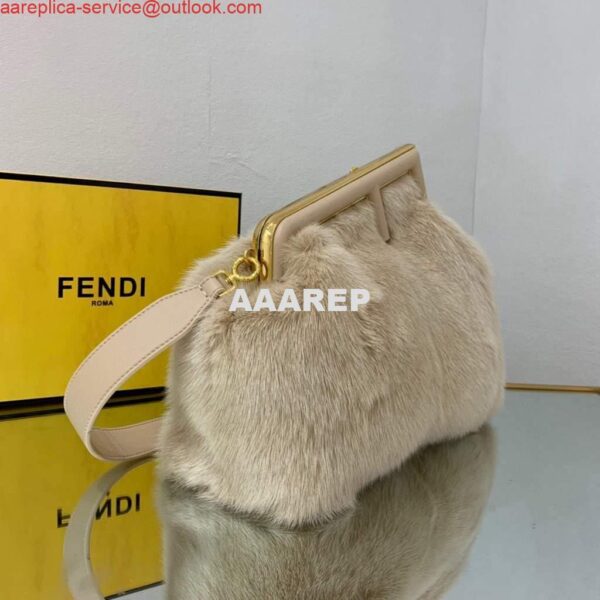 Replica Fendi 8BP127 Fendi First Medium Fox fur Beige Bag 4