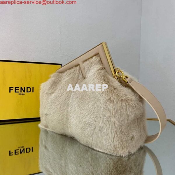 Replica Fendi 8BP127 Fendi First Medium Fox fur Beige Bag 5