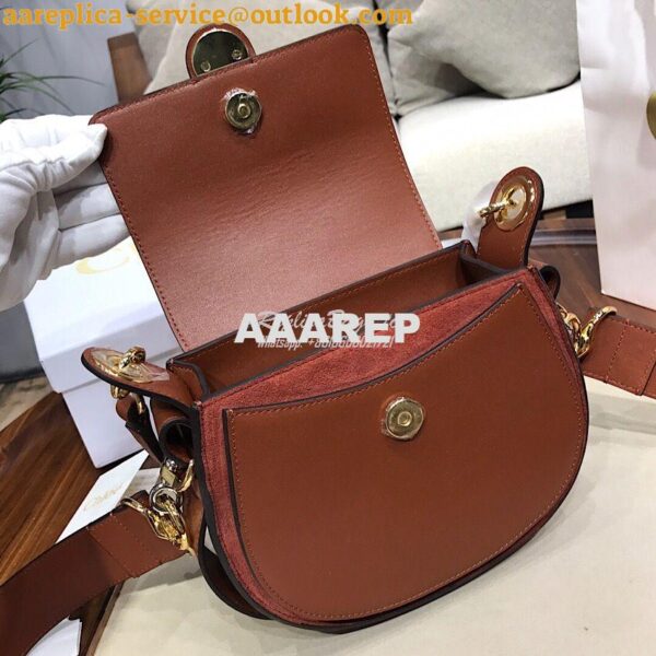 Replica Chloe Tess Bag in Shiny and Suede Leather 3727 Brown 10