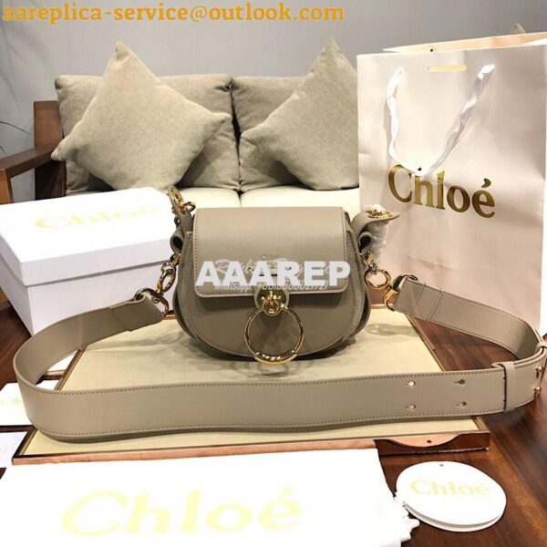 Replica Chloe Tess Bag in Shiny and Suede Leather 3727 Grey 3