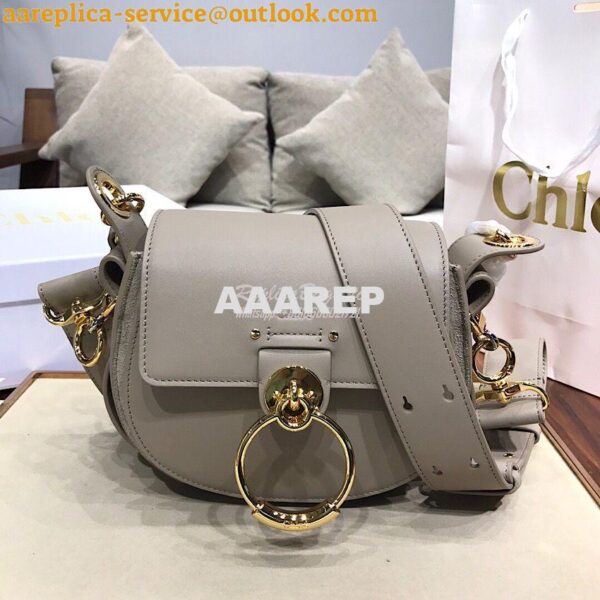 Replica Chloe Tess Bag in Shiny and Suede Leather 3727 Grey 4