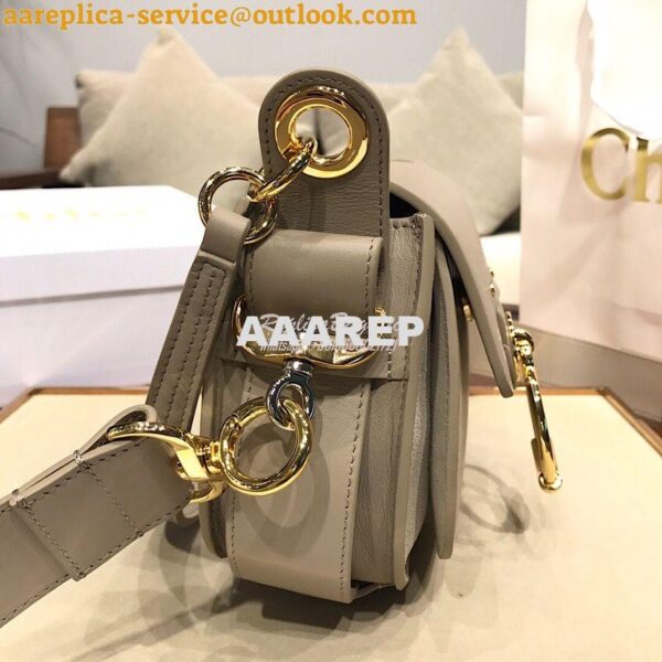 Replica Chloe Tess Bag in Shiny and Suede Leather 3727 Grey 6