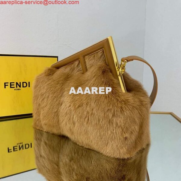 Replica Fendi 8BP127 Fendi First Medium Fox fur Brown Bag 5