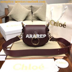 Replica Chloe Tess Bag in Shiny and Suede Leather 3727 Wine